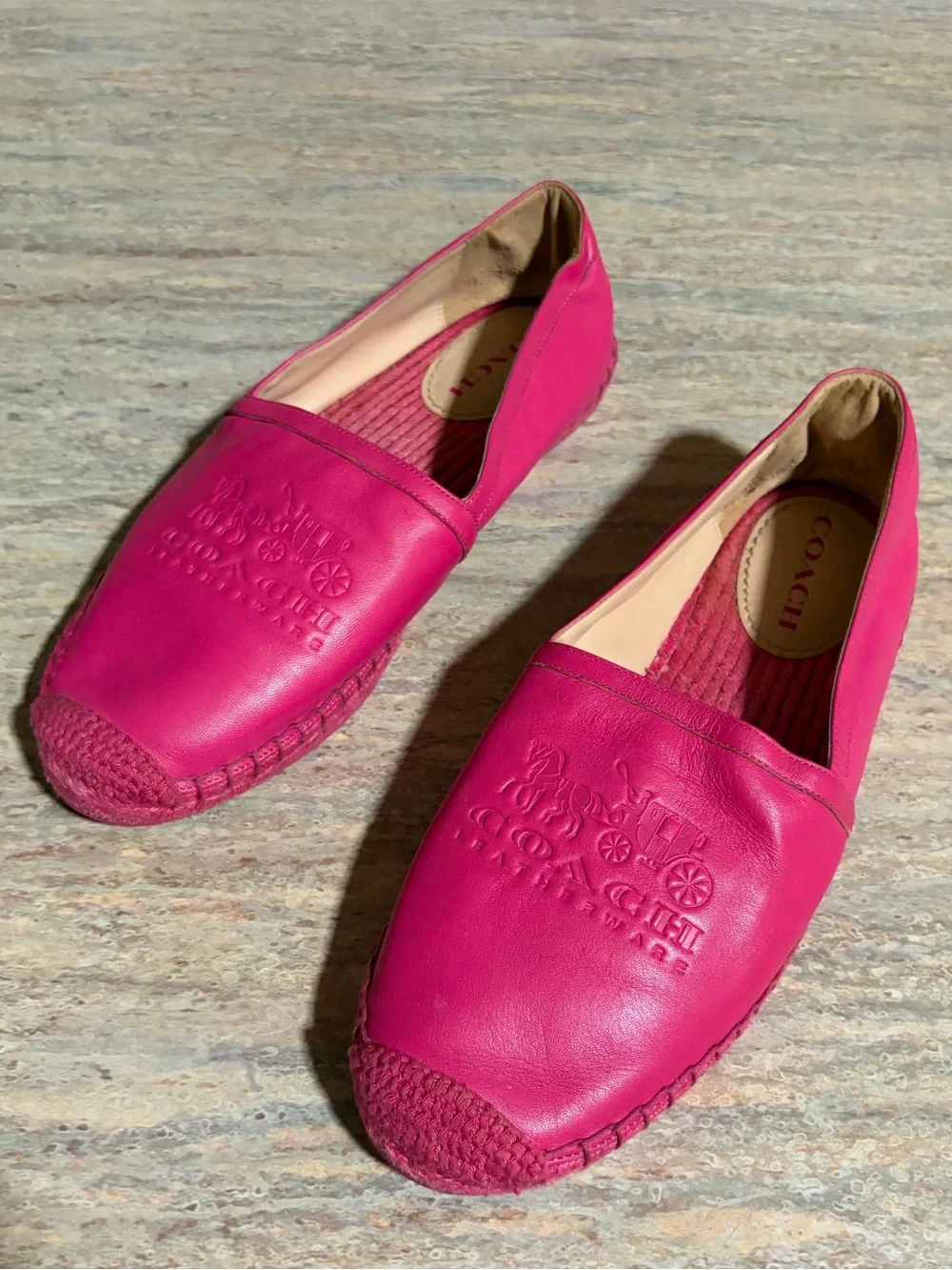 Coach Hot Pink Leather Espadrilles
